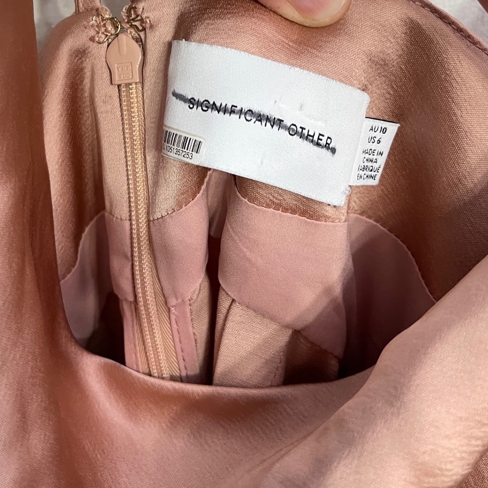 Significant Other‎ Aria Satin Cowl Midi Dress Blush Pink Ruched Slip US 6 AU 10 - Picture 5 of 8